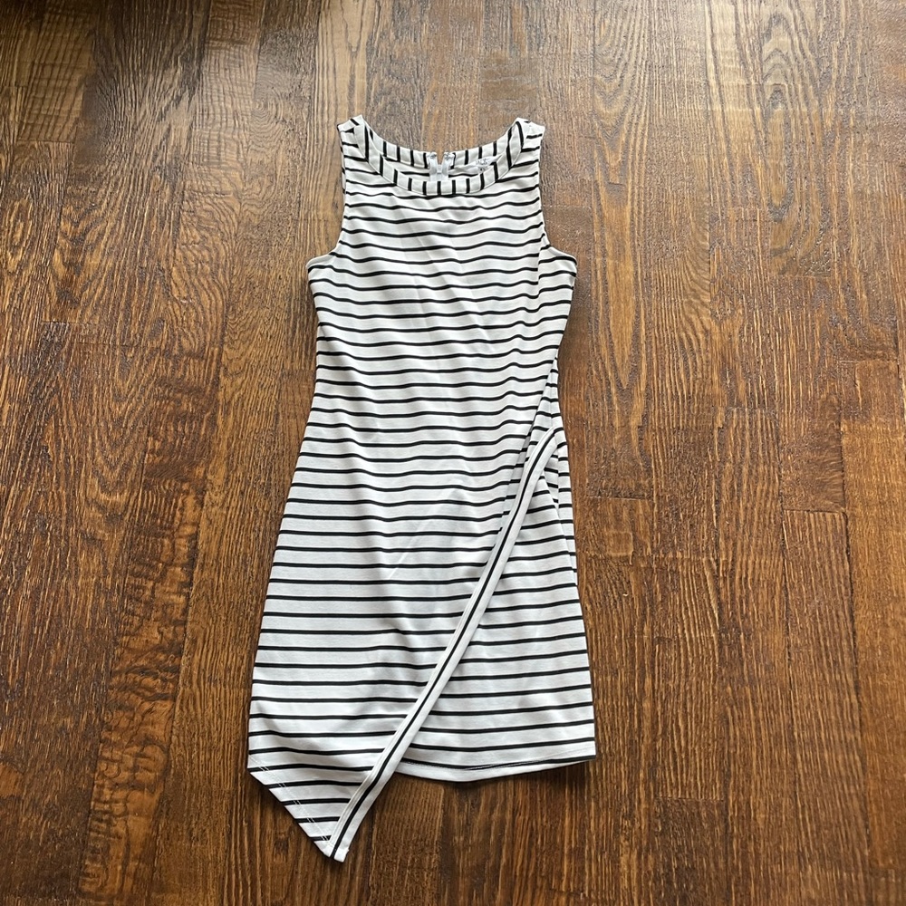 Black and white striped dress